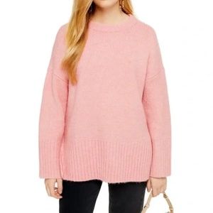 Topshop Oversized Tunic Sweater in Bubblegum Pink US 0-2